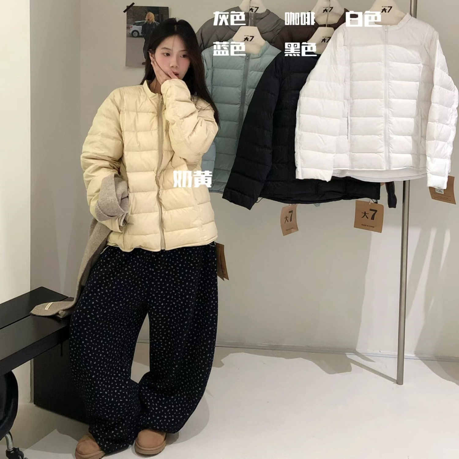 胖mm慵懒休闲立领抽绳排骨羽绒服