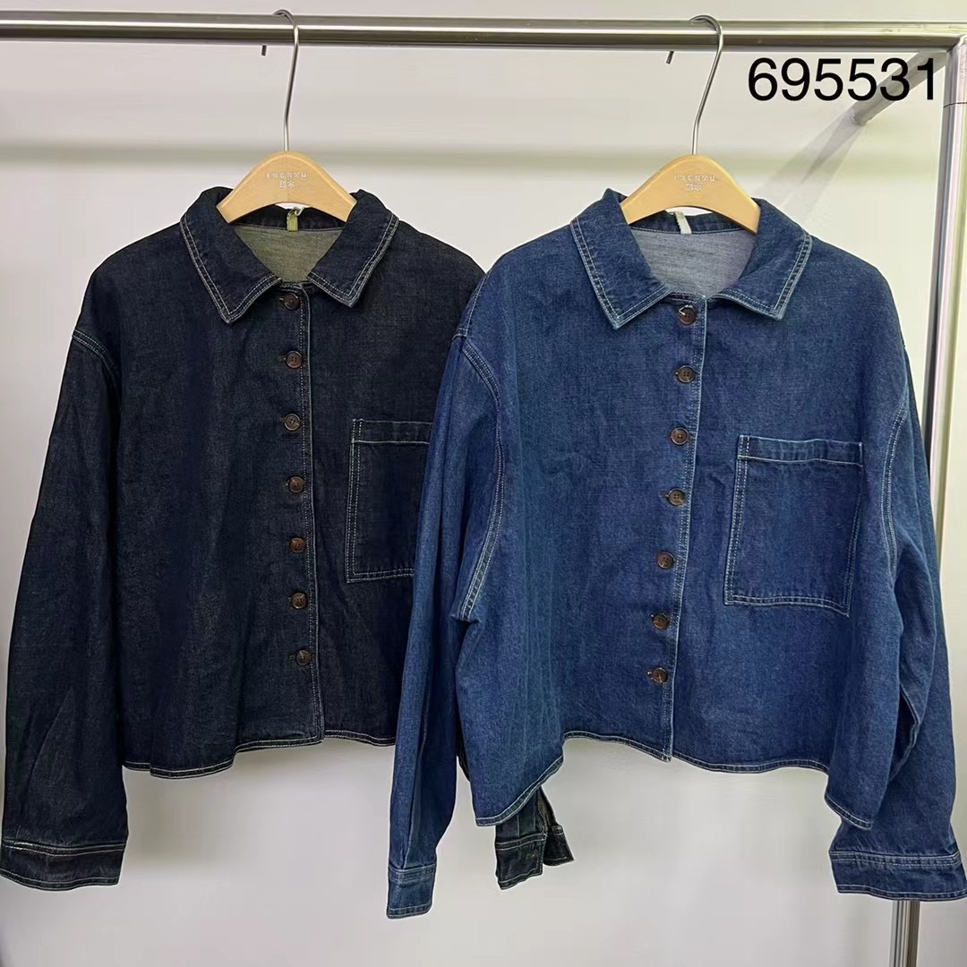 胖mm休闲复古百搭短款牛仔外套