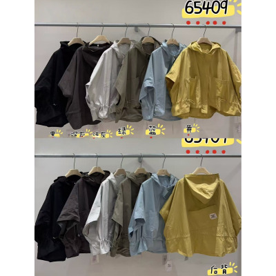 胖mm休闲风连帽斗篷短袖马甲外套