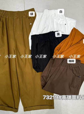 小王家73219秋季松紧高腰韩版宽松大码胖MM弹力阔腿哈伦萝卜长裤