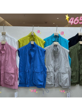 WE女46523春夏韩版宽松大码胖mm慵懒休闲风百搭立领抽绳工装马甲