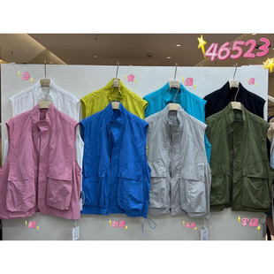 WE女46523春夏韩版宽松大码胖mm慵懒休闲风百搭立领抽绳工装马甲