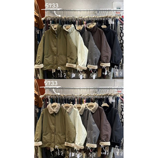 宽松大码 韩版 胖mm慵懒风休闲立领内里毛毛加厚外套 5733冬季 WE女装