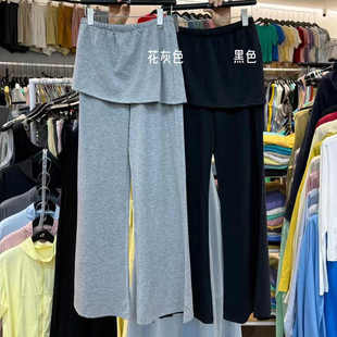 宽松大码 大7女装 78159夏季 高腰韩版 假两件套 胖mm休闲直筒屁帘裙裤