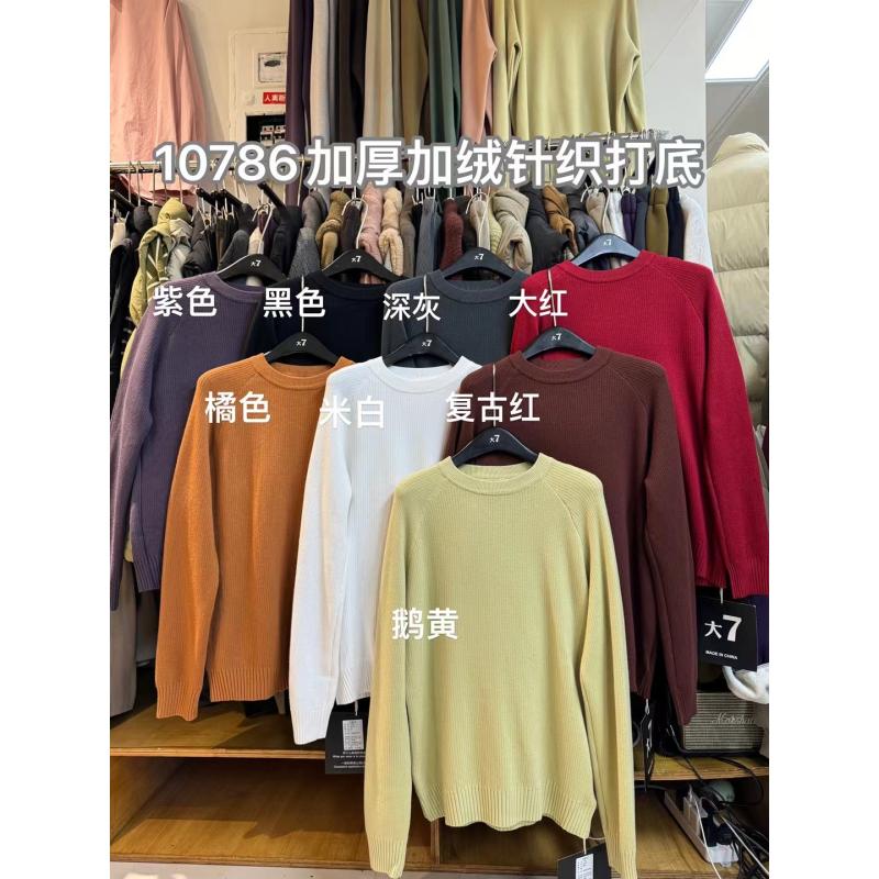 百搭圆领加绒加厚针织衫毛衣打底