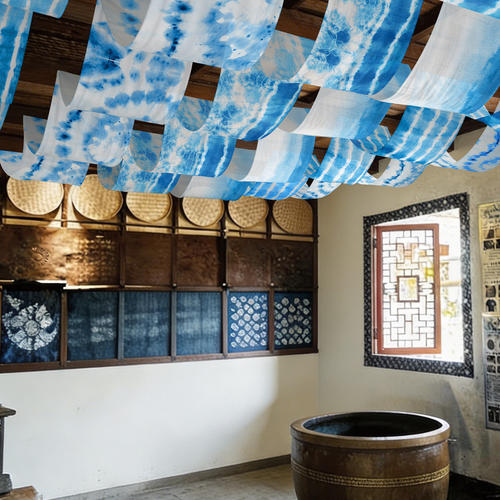 扎染风吊顶定制布料民族风纱幔景区古建庭院民宿茶室餐厅装饰帷幔