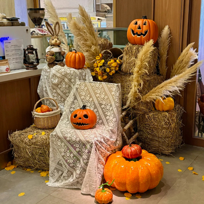 万圣节主题芦苇稻草装饰店铺