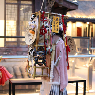 非遗户外古风集市宁采臣同款卖货郎背篓纯手工竹编怀旧经典咏流传