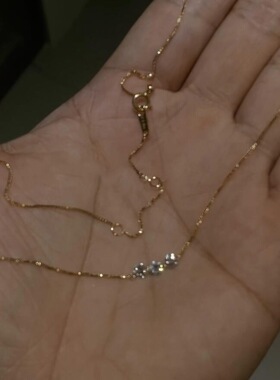 S925纯银镀18K金闪钻细款蛇骨金项链气质锁骨链精致轻奢简约款