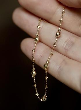 小步舞曲~S925纯银镀18K金十字花超闪镭射珠手链叠戴轻奢小众精致