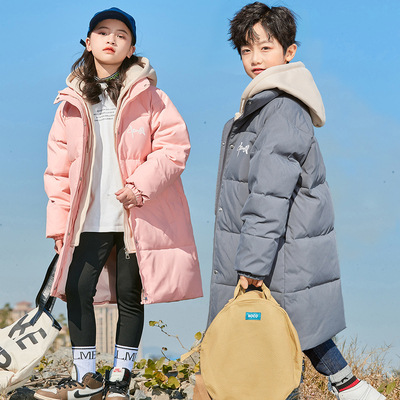 中长款加厚羽绒服假两件儿童