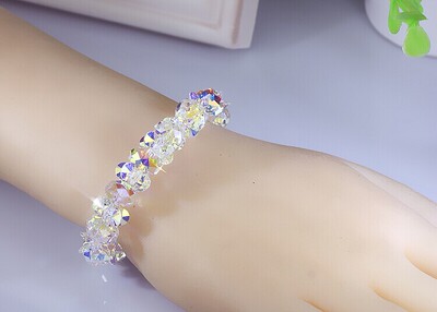 进口彩白色香槟金华丽风水晶手链