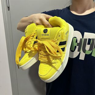 ins国潮百搭街拍运动休闲鞋 男女 秋冬小众复古米色面包鞋 2024新款