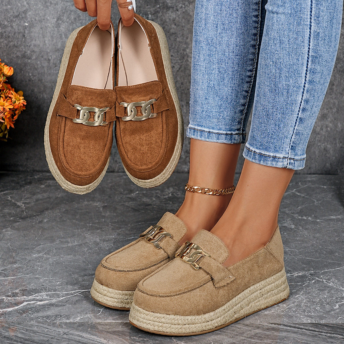 Espadrilles麻绳鞋跨境ins乐福鞋