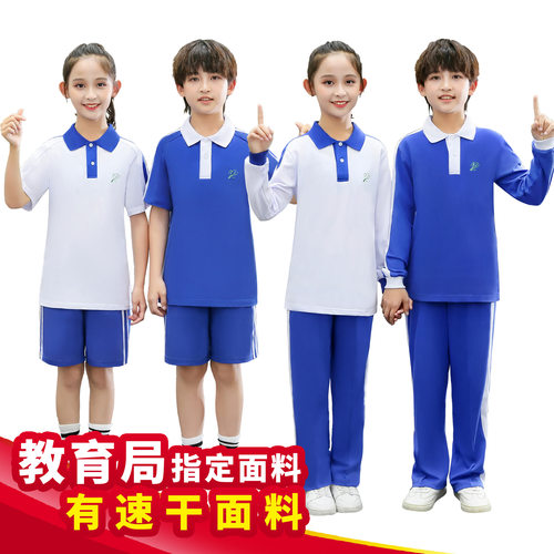 深圳校服小学生速干男女深圳市纯棉校服夏季短袖短裤子外套装统一