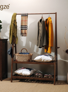 Fengze北欧实木衣帽架落地简约挂衣服卧室置物架家用橡木CS907