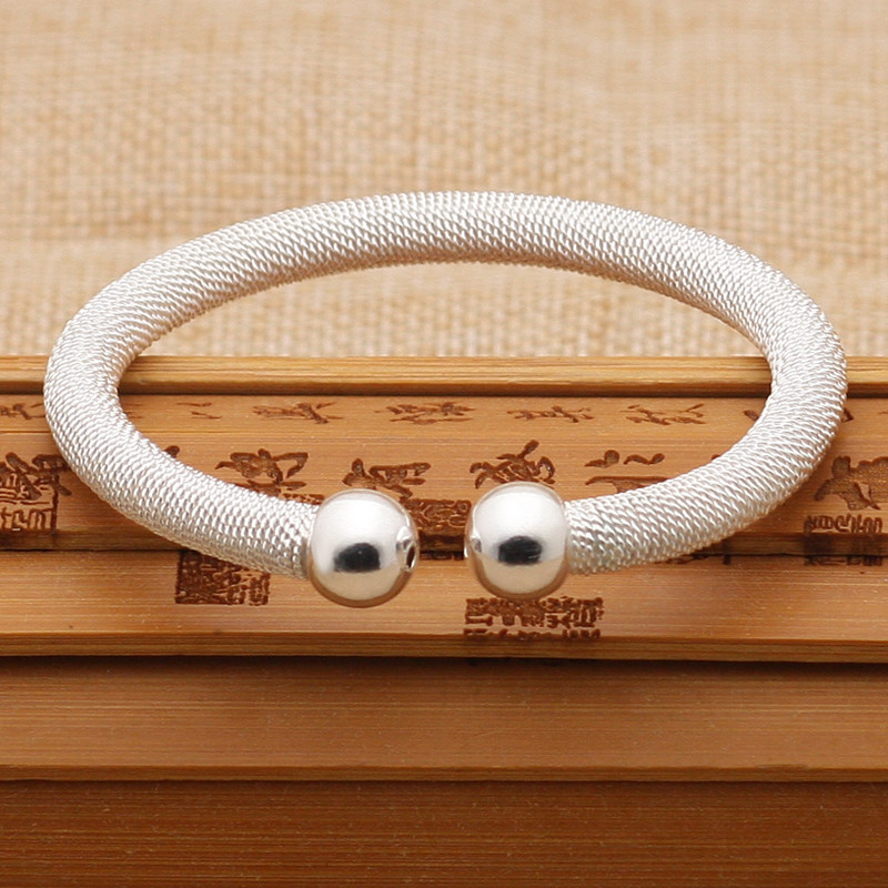 纯手工古典细桂花绞丝麻花扭丝对珠手镯传承定做送长辈礼物