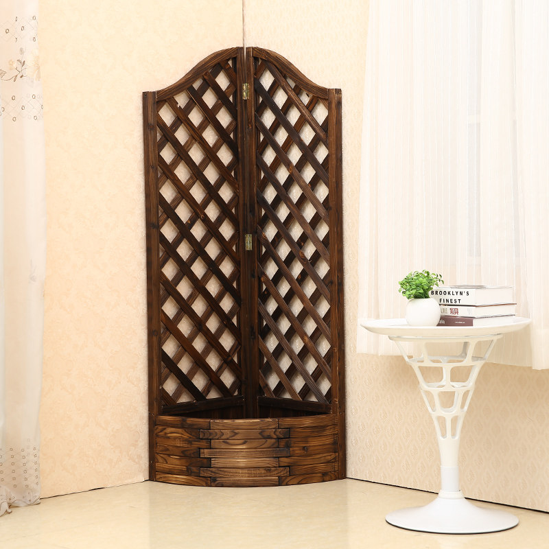 木花架木质实木网格花盆架子扇形转角碳化防腐客厅玄关阳台花架