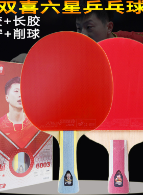红双喜乒乓球拍六星6星长反胶6003/6007攻防型长胶颗粒胶削球直横