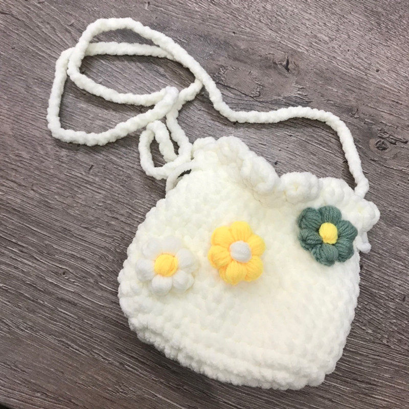 手工编织包包diy毛线泡芙束口包自制材料包制作钩针礼物针织包包