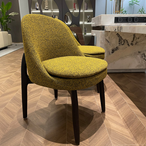 白蜡木泰迪绒布意式岛台餐椅百搭