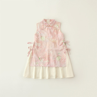 儿童旗袍汉服夏季新中式连衣裙女童古风裙幼儿园中国风演出裙