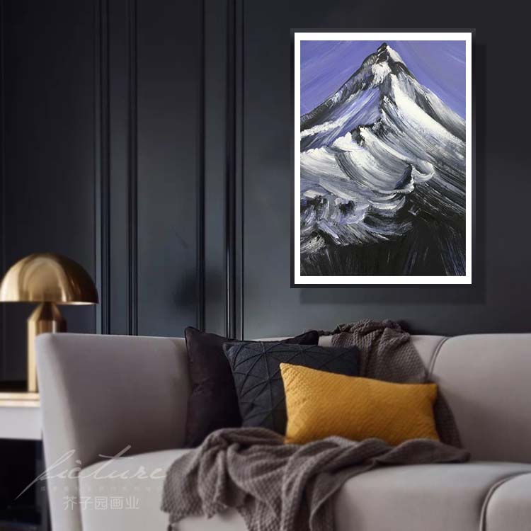 手绘玄关背景墙有框客厅油画