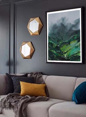 纯手绘瑞士山脉风景conrad jon godly竖版有框装饰画客厅油画布