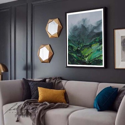 纯手绘瑞士风景竖版有框装饰画