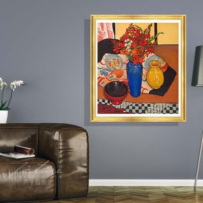 欧式抽象风静物花瓶有框装饰画
