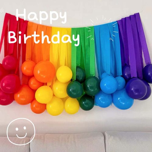 学校教室气球流苏飘带皱纹纸彩色