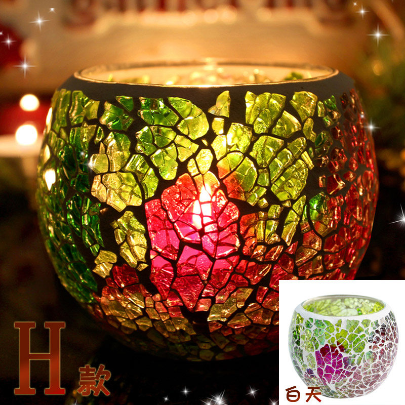 3只包邮马赛克玻璃烛台欧式烛光晚餐创意婚庆蜡烛杯道具餐桌摆件