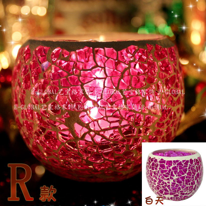 3只包邮马赛克玻璃烛台欧式烛光晚餐创意婚庆蜡烛杯道具餐桌摆件