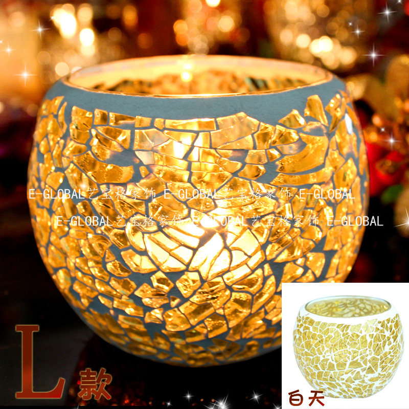 3只包邮马赛克玻璃烛台欧式烛光晚餐创意婚庆蜡烛杯道具餐桌摆件