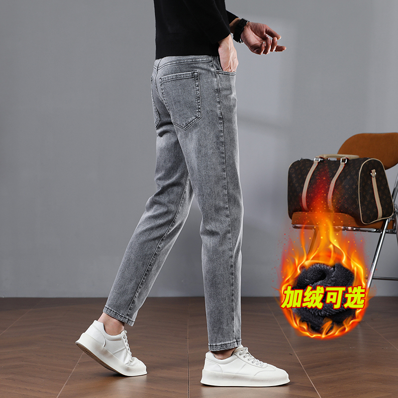 九分牛仔裤男款修身小脚显高