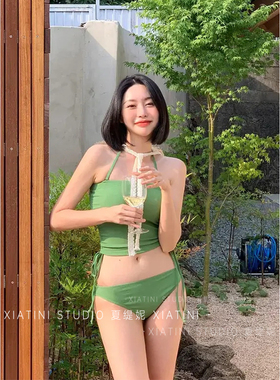 ins风2024新款比基尼三角显瘦性感遮肉纯欲高级感泡温泉泳衣女