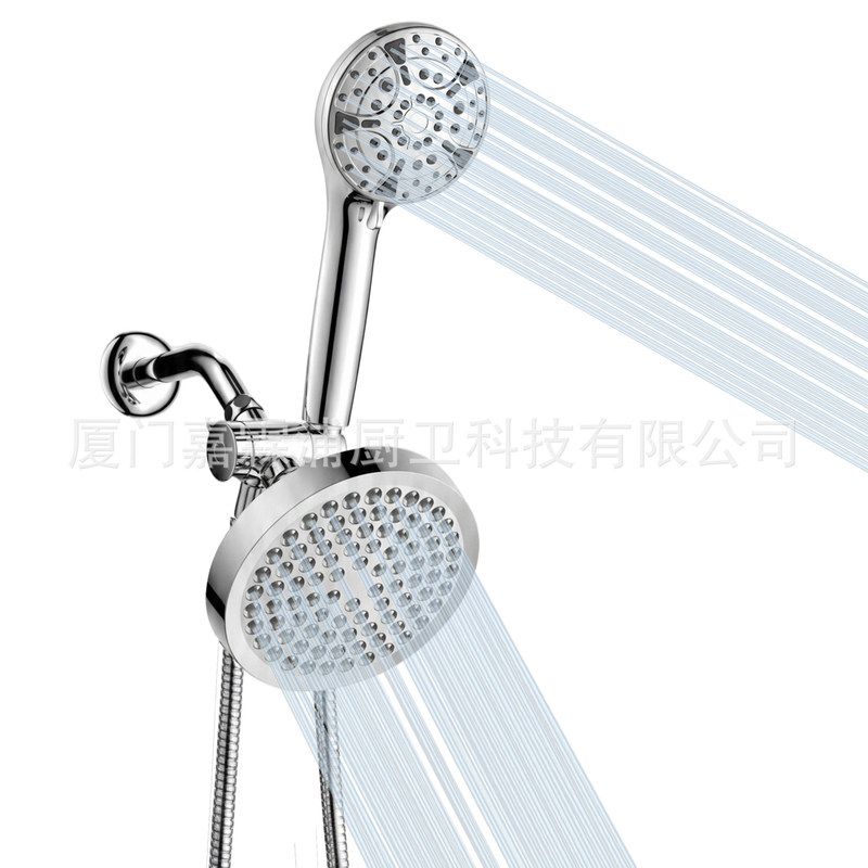亚马逊美式暗装顶喷花洒组合 6寸圆形顶喷九功能喷枪手持花洒套装