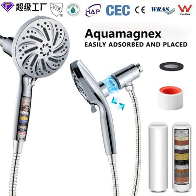 跨境花洒套装Aquamagnex磁吸花洒美式增压过滤手持花洒淋浴头嘉