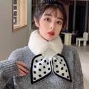 毛绒围巾女款 冬韩系氛围感可爱百搭保暖交叉毛领围脖护颈 2025新款