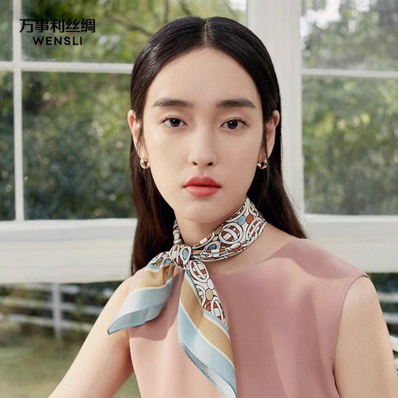 万事利新品100%桑蚕丝真丝丝巾女小方巾女送妈妈生日礼物西域赞马
