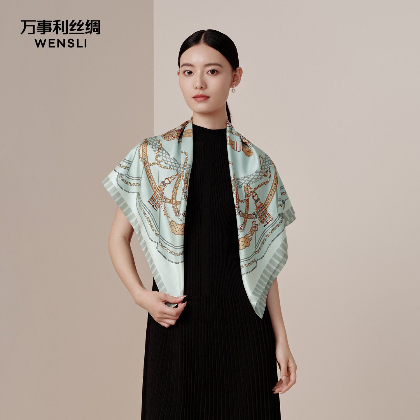 万事利100%桑蚕丝真丝丝巾女披肩大方巾送长辈生日礼物- 时空意