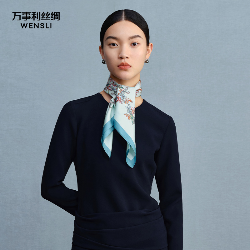 万事利100%桑蚕丝真丝丝巾