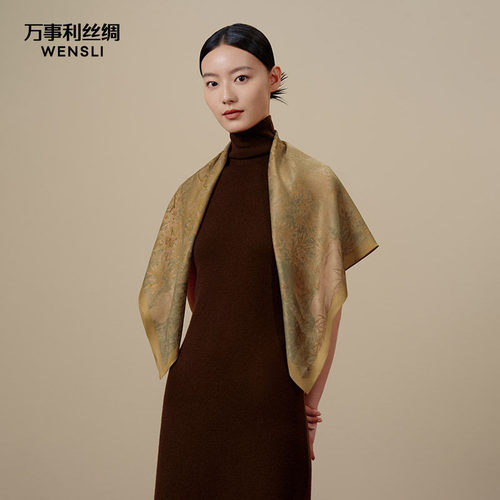 万事利桑蚕丝大方巾雀枝锦