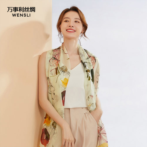 万事利夏季真丝女长巾送礼