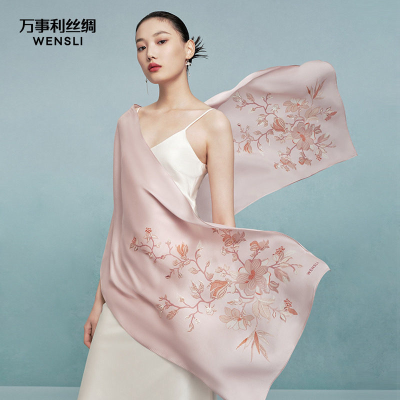 万事利真丝丝巾桑蚕丝长巾披肩礼盒装送妈妈女友闺蜜生日礼物