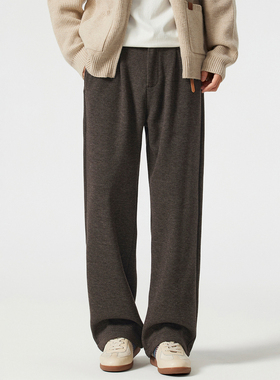 Kuvine羊毛西裤男款加绒加厚秋冬季慵懒风直筒宽松cleanfit休闲裤