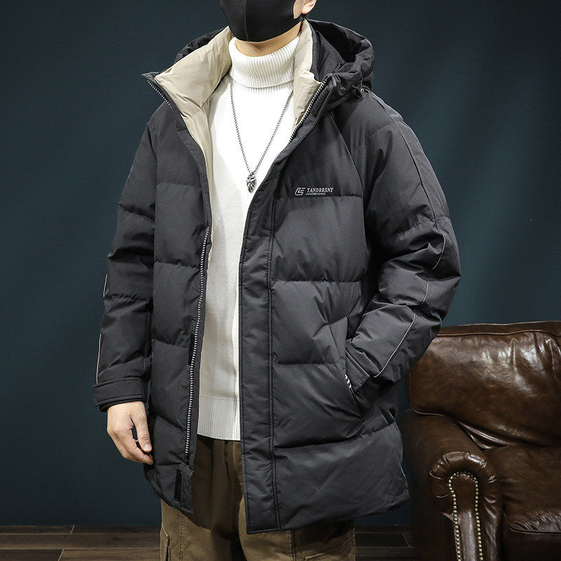 高端鹅绒中长款羽绒服男士冬季大码2025新款连帽保暖加厚男装外套