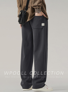 秋季新款运动裤男美式潮牌宽松加绒裤子男士休闲百搭直筒重磅卫裤