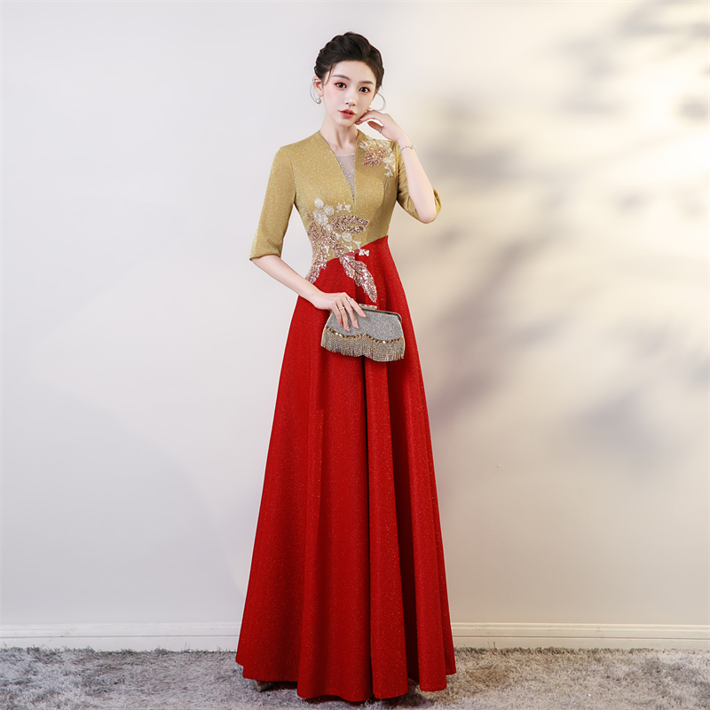 2025新款大合唱团演出服女长裙