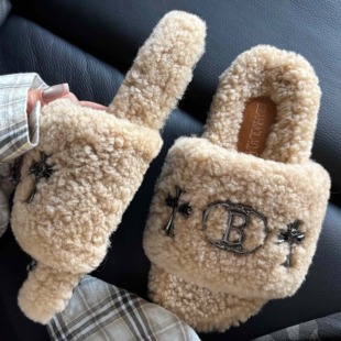 2025年新款毛毛拖女皮毛一体厚底一字拖增高时尚百搭外穿拖鞋休闲